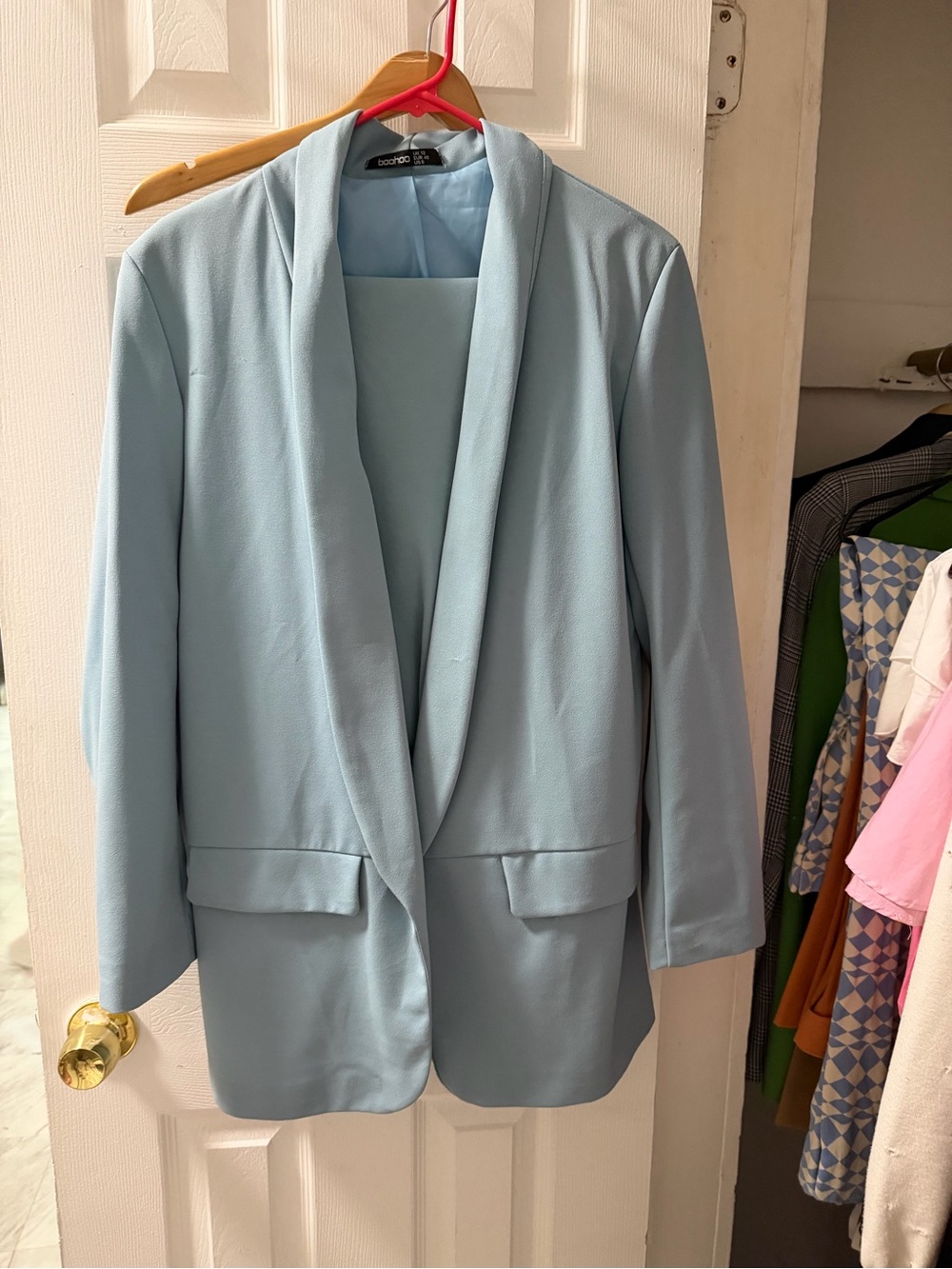 Boohoo Light Blue Shawl Collar Blazer